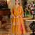 Yellow chinon embroidered top palazzo suit set