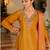 Yellow chinon embroidered top palazzo suit set