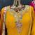 Yellow chinon embroidered top palazzo suit set