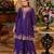 Purple chinon embroidered top palazzo suit set