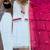 White pure chinon mirror work top pant suit
