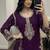 Deep purple georgette heavy embroidered palazzo suit set