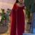 Maroon georgette embroidered gown set