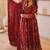 Wine maroon doremon crush embroidered gown pant suit
