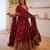 Wine maroon doremon crush embroidered gown pant suit