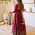 Wine maroon doremon crush embroidered gown pant suit