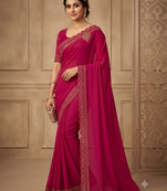 new designer rani pink dimond work saree 