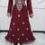 Royal Moroccan Kaftan Dress Wine Maroon Heavy Silver Embroidered Elegant Maxi Gown