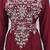 Royal Moroccan Kaftan Dress Wine Maroon Heavy Silver Embroidered Elegant Maxi Gown