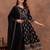 Black cotton floral printed ethnic kurta set with dupatta