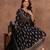 Black cotton floral printed ethnic kurta set with dupatta