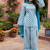 Blue cotton floral printed ethnic kurta set with dupatta