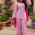 Pink cotton floral printed ethnic kurta set with dupatta