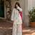Off-white cotton floral printed ethnic kurta set with dupatta