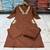 Brown cotton embroidered thread work ethnic kurta set with dupatta