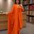 Orange cotton embroidered thread work ethnic kurta set with dupatta