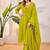 Green cotton embroidered thread work ethnic kurta set with dupatta