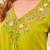 Green cotton embroidered thread work ethnic kurta set with dupatta