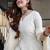 White cotton plain chikankari long kurta with dupatta
