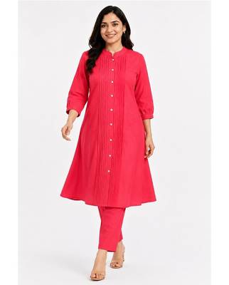 Solid pleated kurti set 1