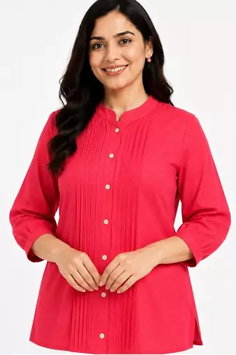 Solid pleated kurti set