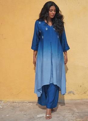 Blue  ombre kurti set 1