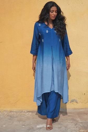 Blue  ombre kurti set