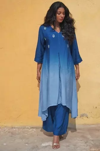 Blue  ombre kurti set
