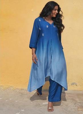 Blue  ombre kurti set 2