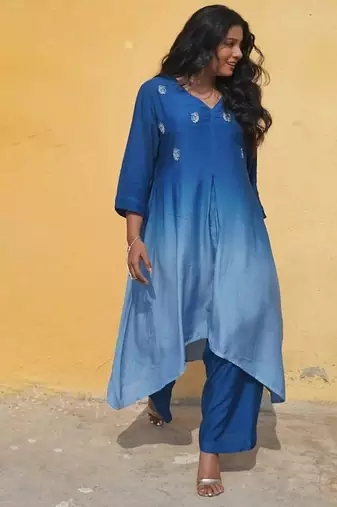 Blue  ombre kurti set