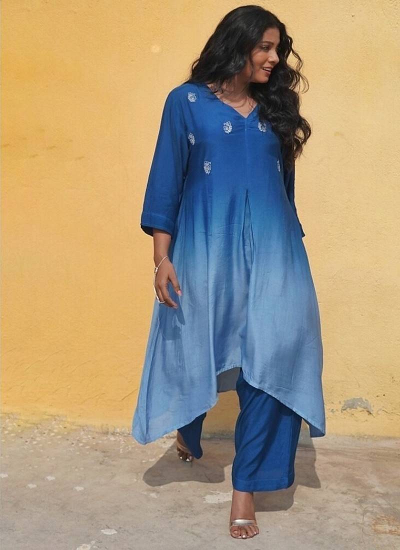 Blue  ombre kurti set