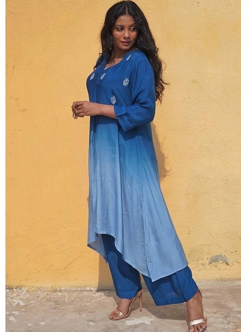 Blue  ombre kurti set