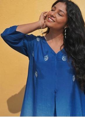 Blue  ombre kurti set 4