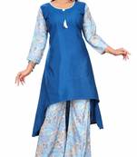 Teal blue kurtie plazo set