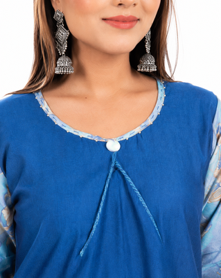 Teal blue kurtie plazo set 3