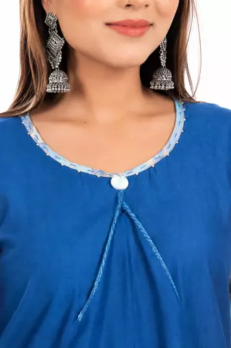 Teal blue kurtie plazo set