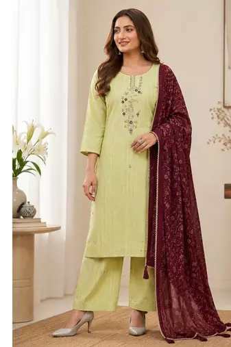 green meroon duptta set