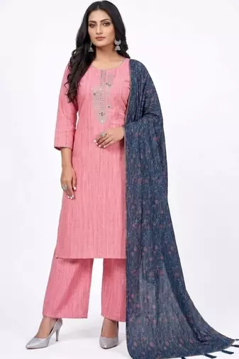 Pink blue duppta set