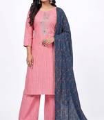 Pink blue duppta set