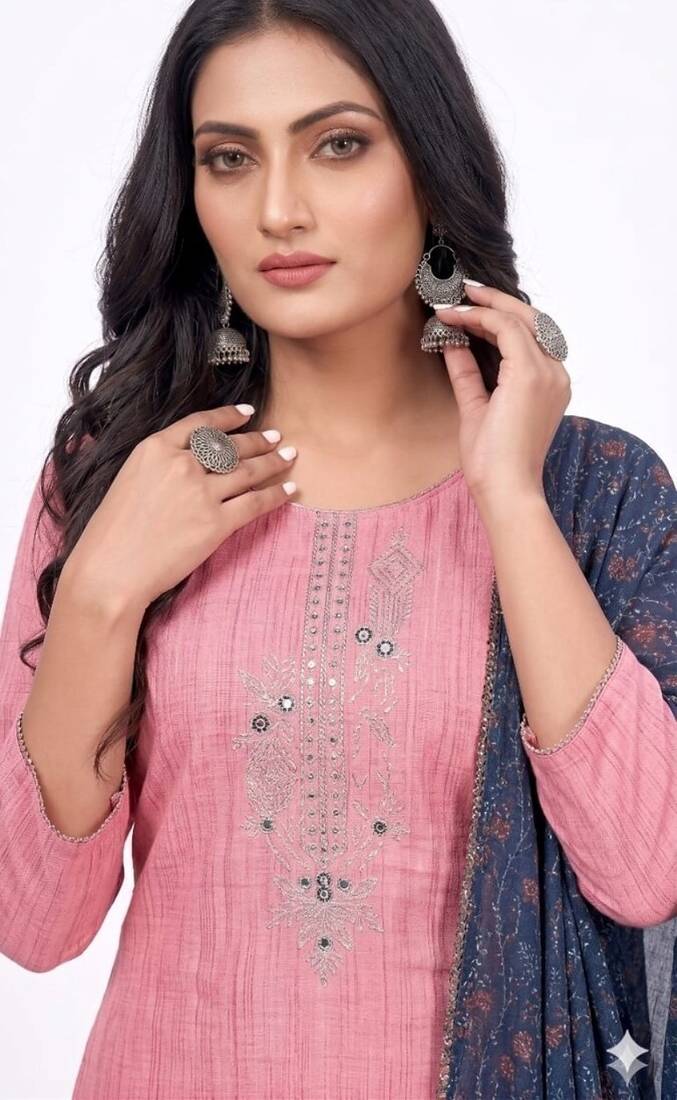 Pink blue duppta set