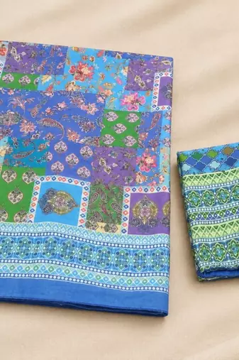 Colourblocked mirror work designer bandhani saree