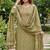 green color shimmer cotton linen fabric designer ethnic ceremonial suit for ethnic looks