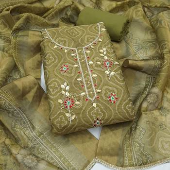 green color shimmer cotton linen fabric designer ethnic ceremonial suit for ethnic looks 3