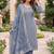blue color shimmer cotton linen fabric designer ethnic ceremonial suit for ethnic looks