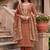 brown color shimmer cotton linen fabric designer ethnic ceremonial suit for ethnic looks