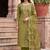 green color shimmer cotton linen fabric designer ethnic ceremonial suit for ethnic looks
