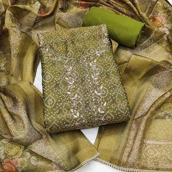 green color shimmer cotton linen fabric designer ethnic ceremonial suit for ethnic looks 3