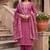 pink color shimmer cotton linen fabric designer ethnic ceremonial suit for ethnic looks