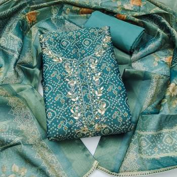 blue color shimmer cotton linen fabric designer ethnic ceremonial suit for ethnic looks 3