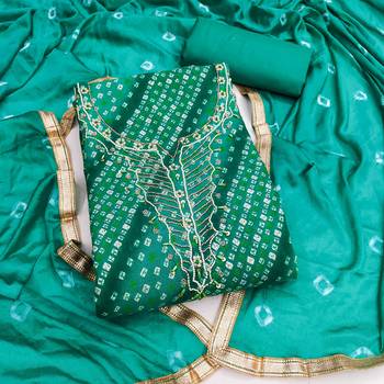 firozi color smart and ethnic jam cotton fabric beautiful ceremonial suit for girls 3